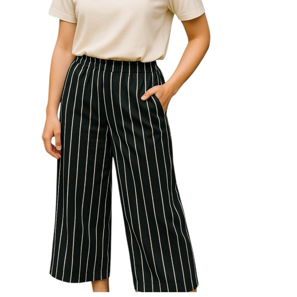 A New Day Black & White Wide Leg Pants Sz M
